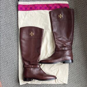 Tory Burch Everly Brown Leather Riding Boots